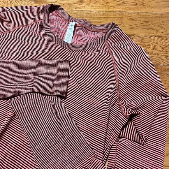EUC Lululemon Swiftly Tech Long Sleeve Shirt 2.0 Waist Race Sz 8 Stripes - Picture 2 of 3
